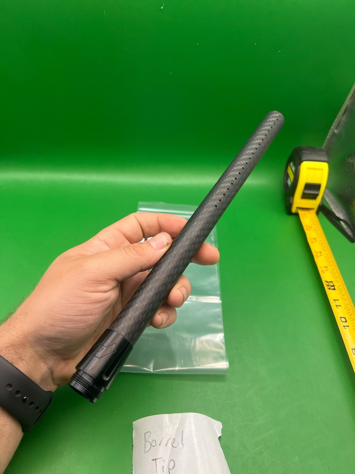 Deadlywind Carbon Fiber Barrel Tip 14" Black - uses DW Backs - used paintball barrel tip - black