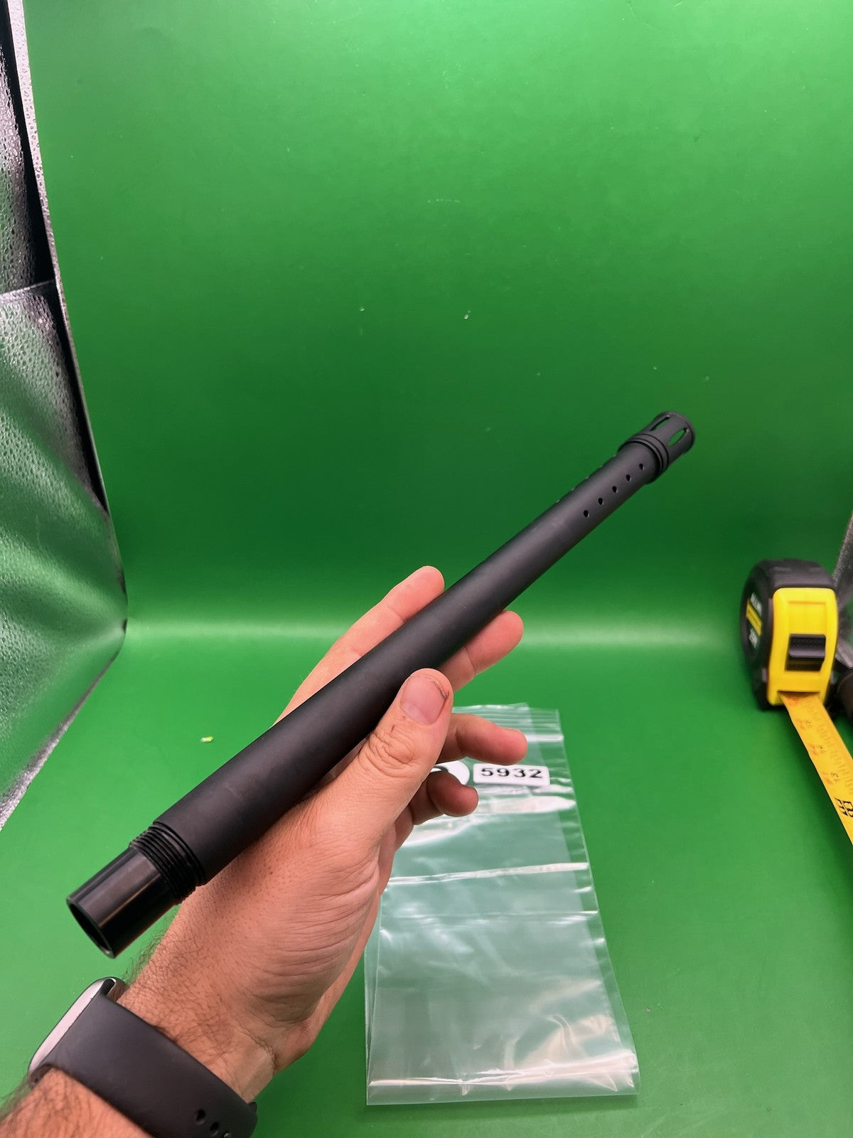 Complex Barrel Back 14" .694 Black Autococker - used paintball barrel back - black