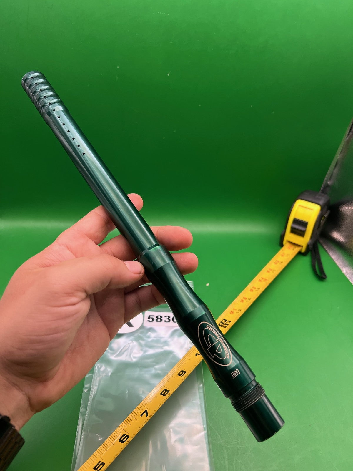 CP Custom Products Two Piece Barrel 14" .689 Dark Green - used paintball barrel (two-piece) - dark green
