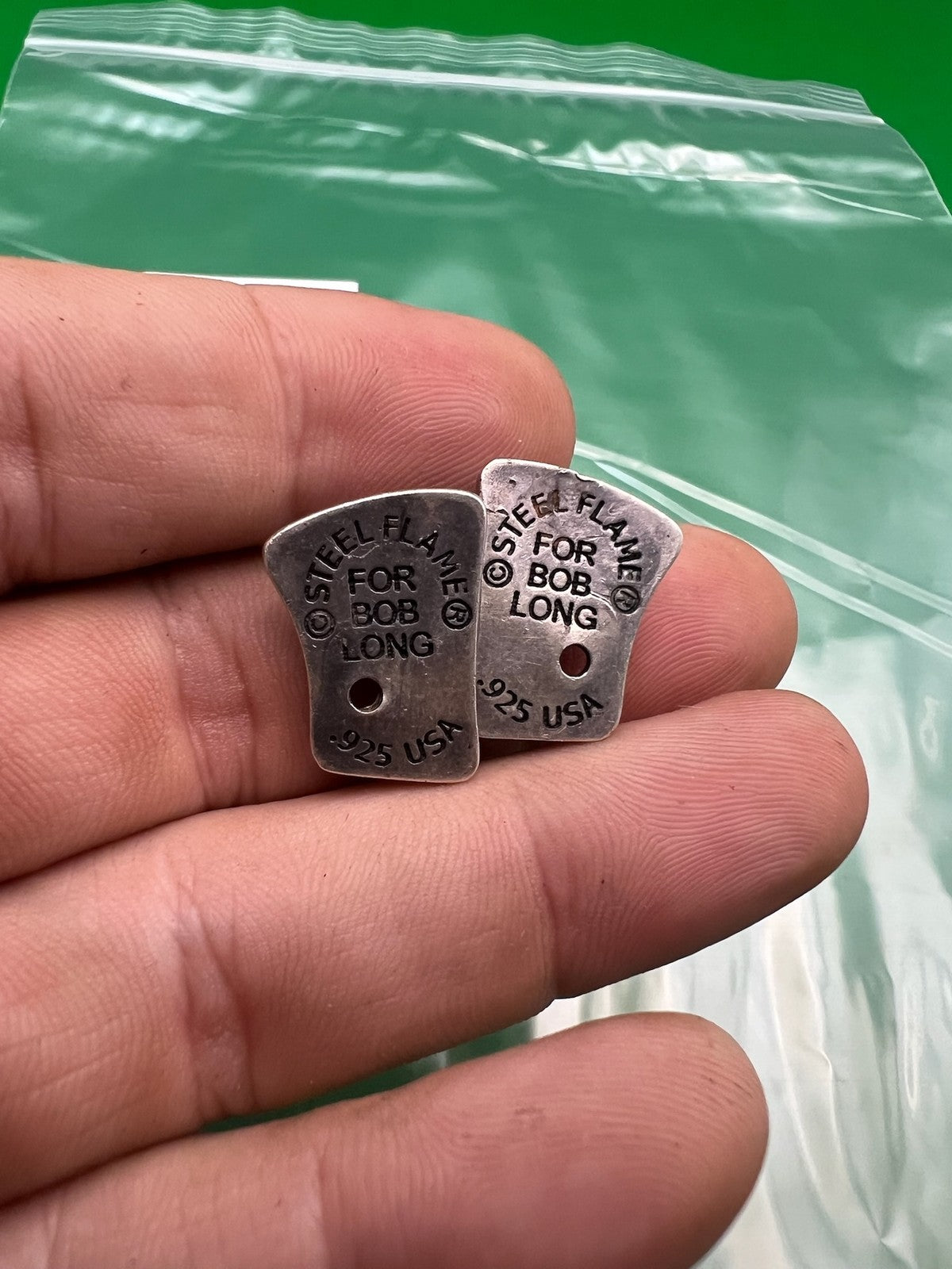 Steel Flame Bob Long G6R Intimidator Eye Covers Pair .925 Silver Skull
