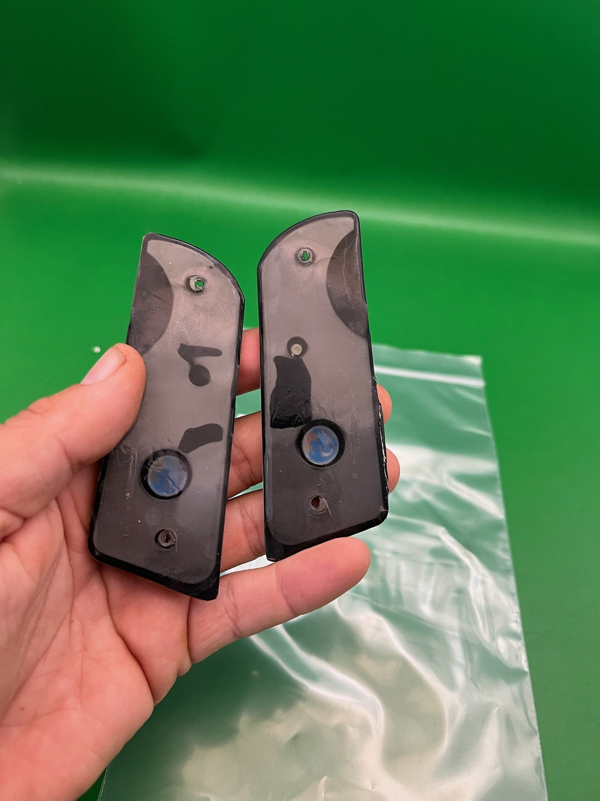 Hybrid PB 1911 45 Style Grip Panels Black Blue Contract Killer Design