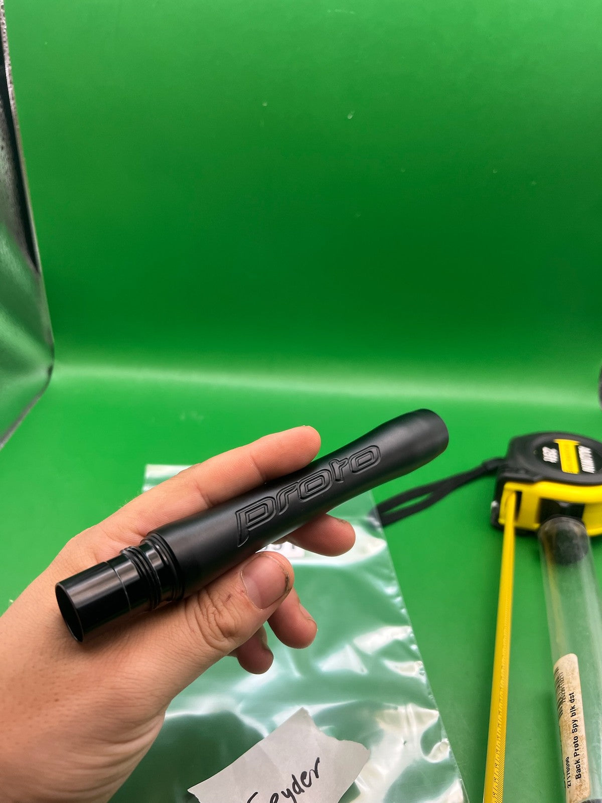 Proto Paintball Barrel Back Spyder 5" Black - used paintball barrel back - black