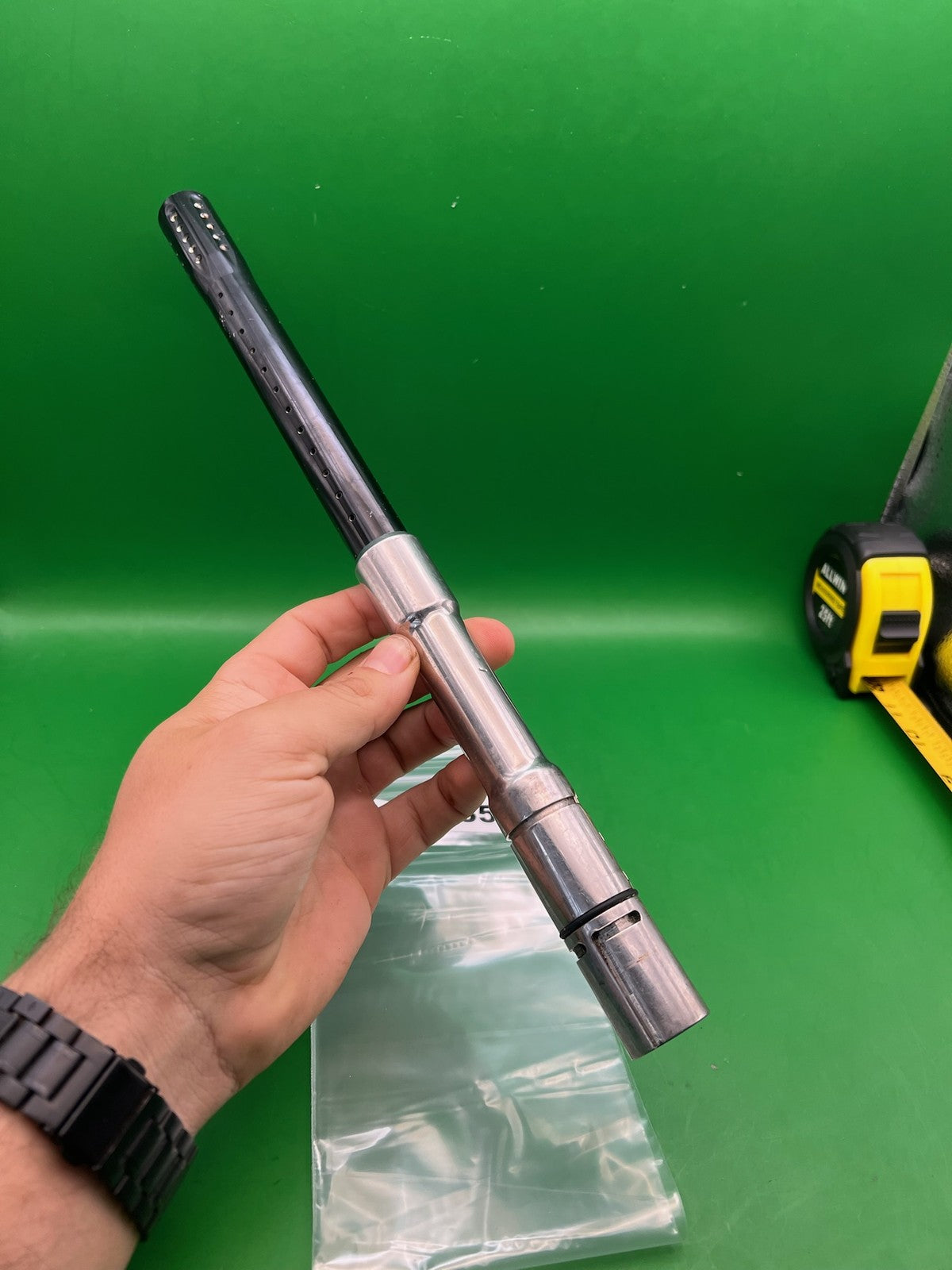 Automag .690 Chrome Black Barrel - used paintball barrel - black/silver