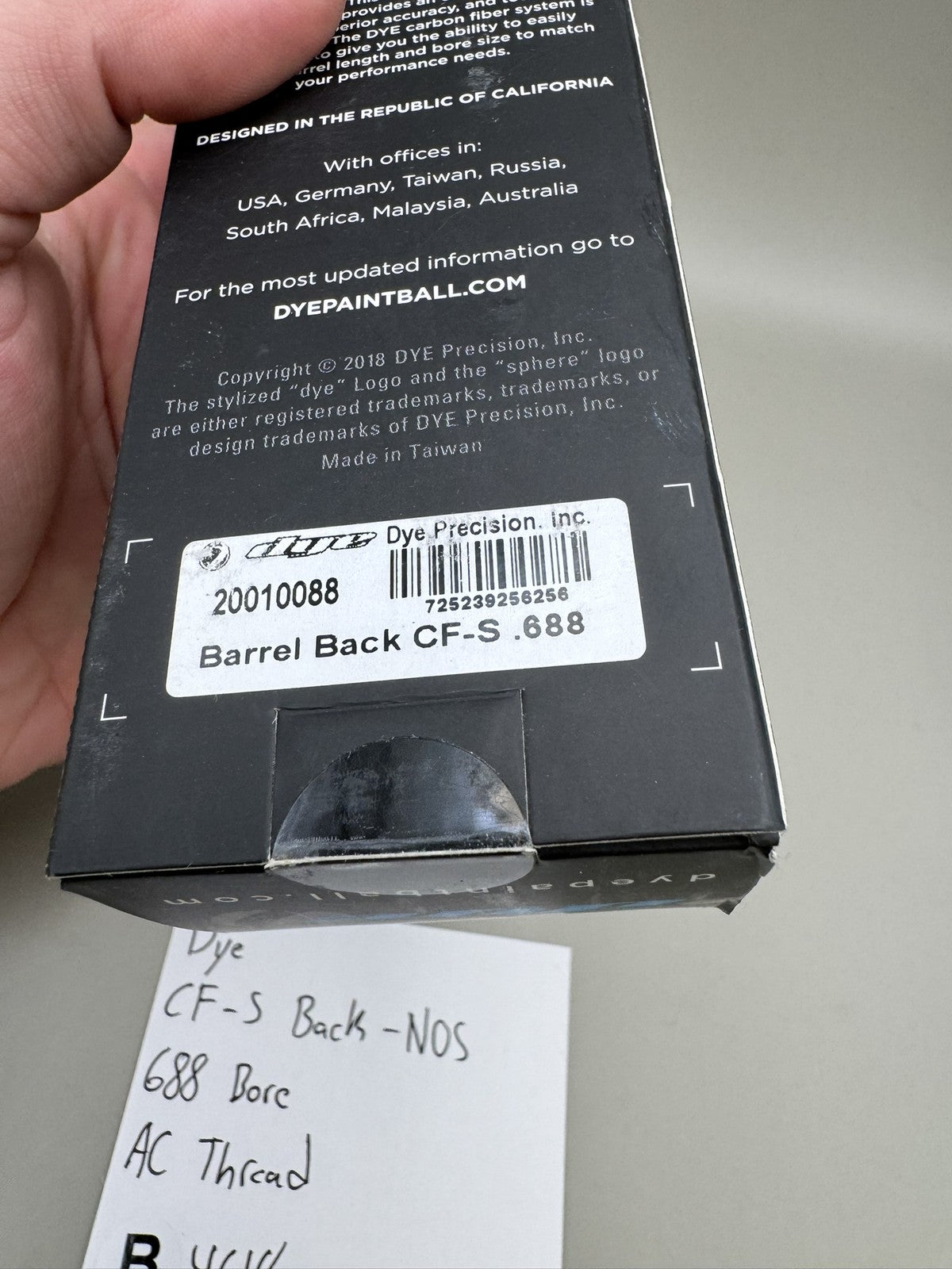 Dye CF-S Back -NOS 688 Bore AC Thread
