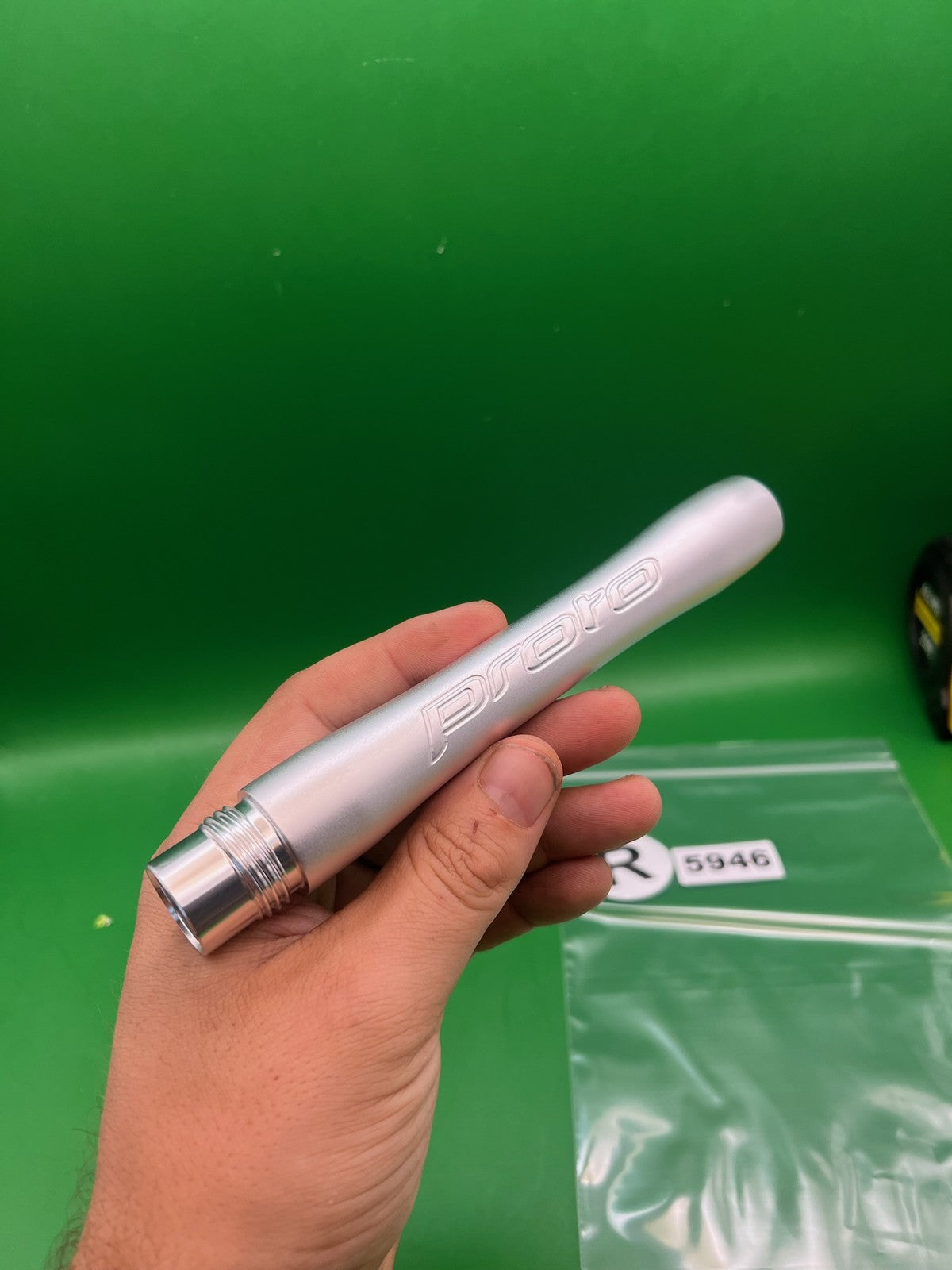 Ion / Luxe Proto Barrel Tip Silver 8" .692 - used paintball barrel tip - silver