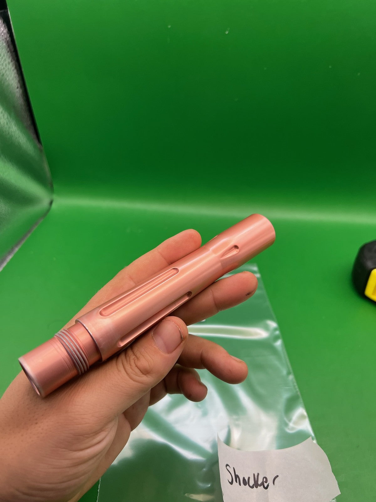 Smart Parts Shocker Pink AA Back - used paintball barrel back - pink anno