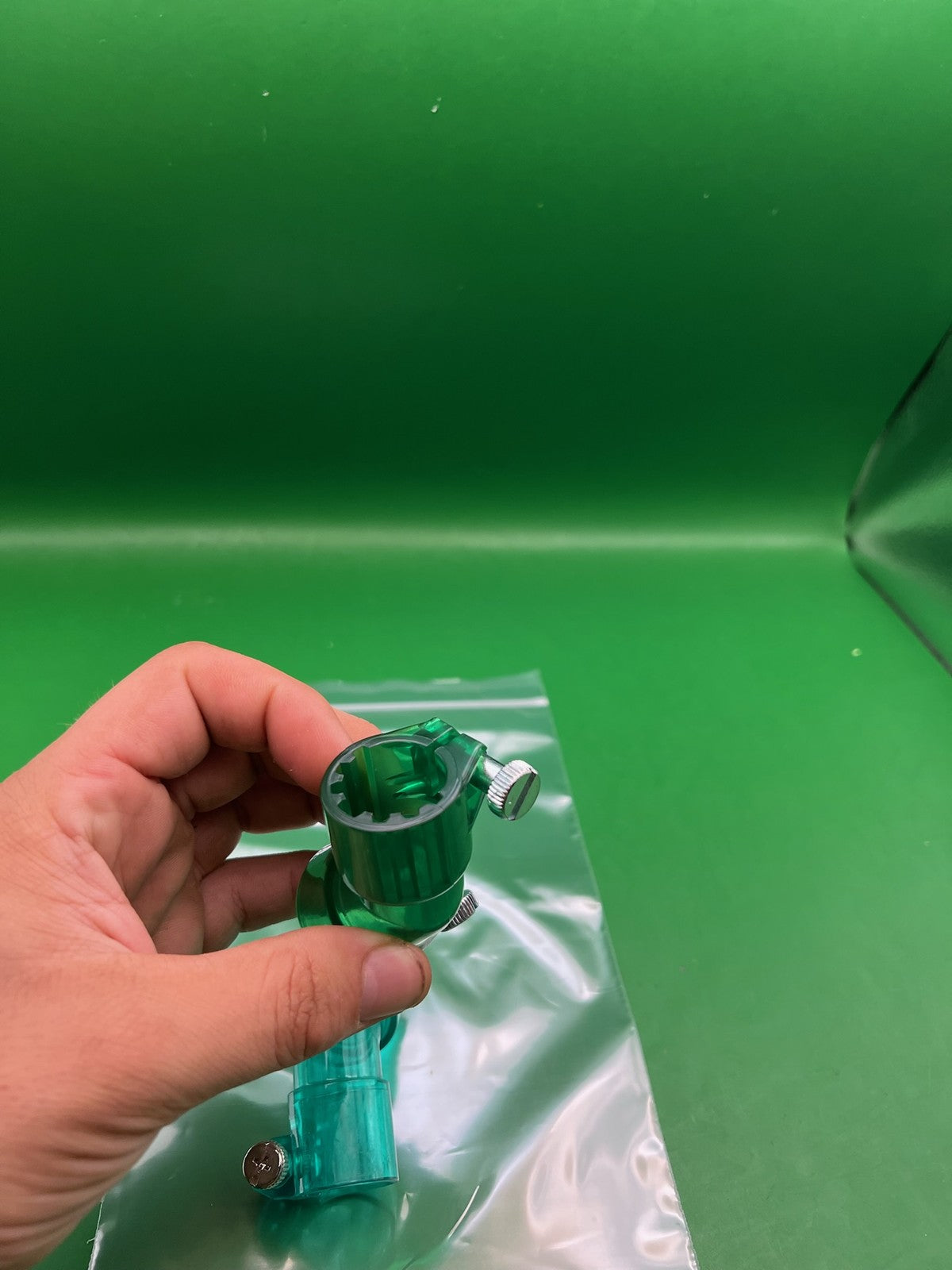 Green Paintball Elbows - x2 - used paintball feedneck elbow - teal / green transparent