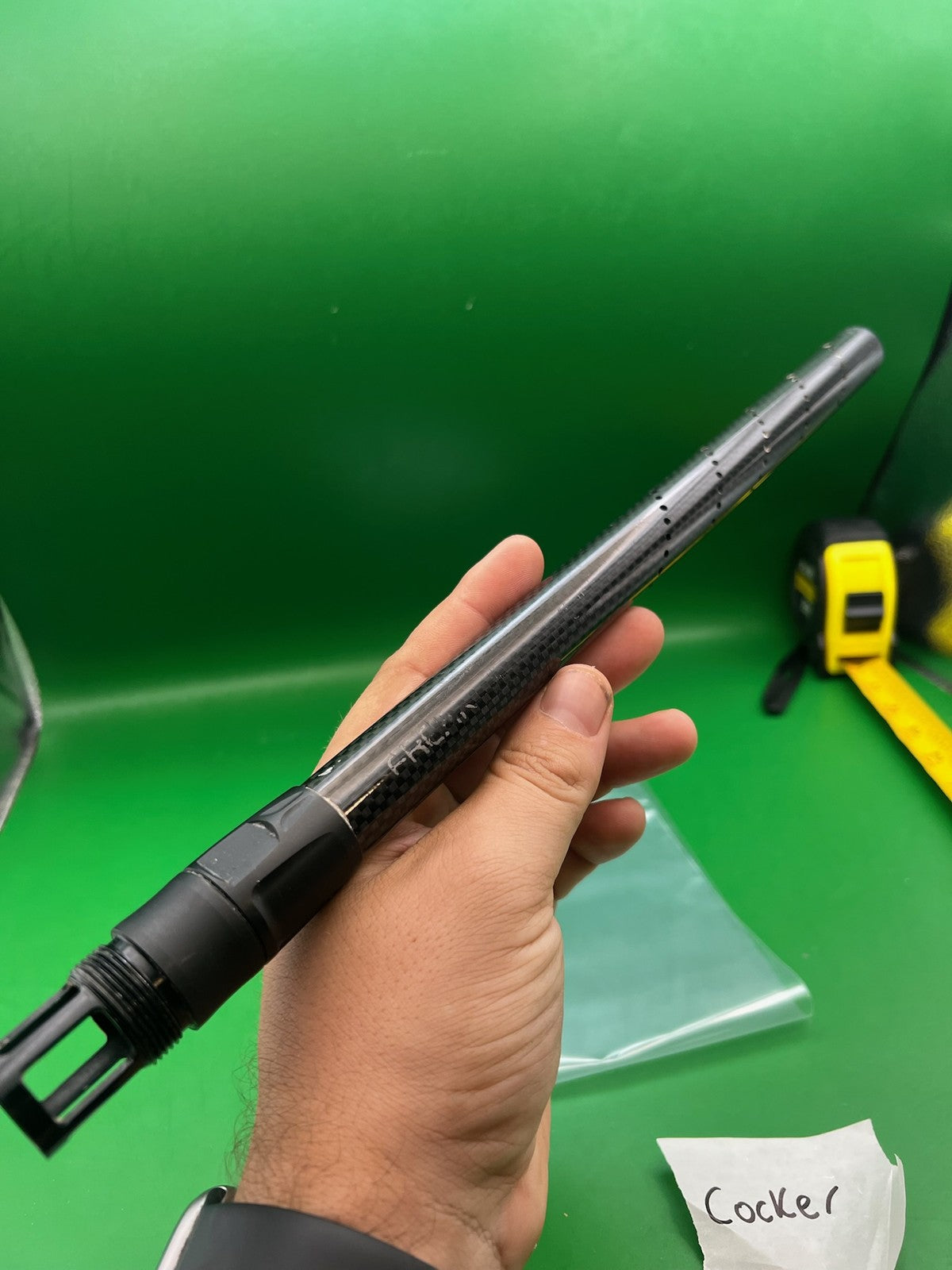 Freak Carbon Fiber Barrel Tip Autococker Cocker - used paintball barrel tip - black/carbon