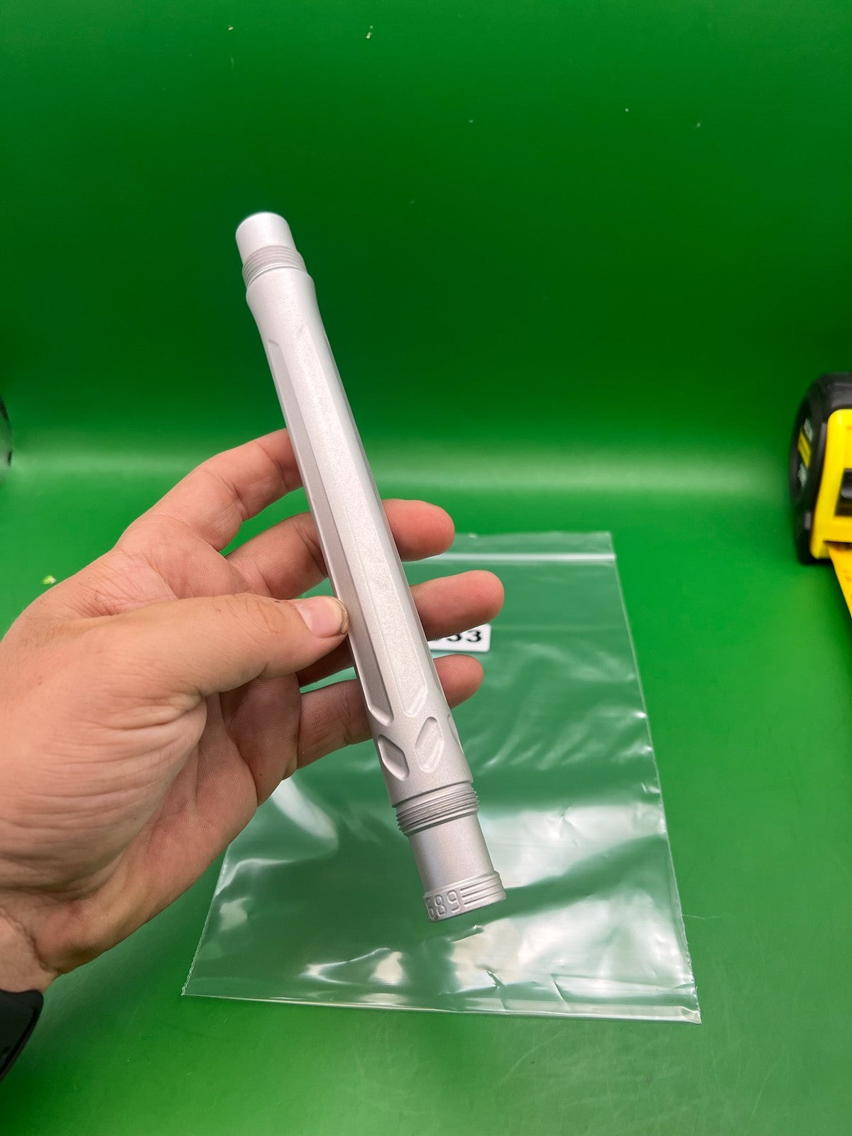 Hk Army White Autococker" .689 Silver Back - used paintball barrel back - silver