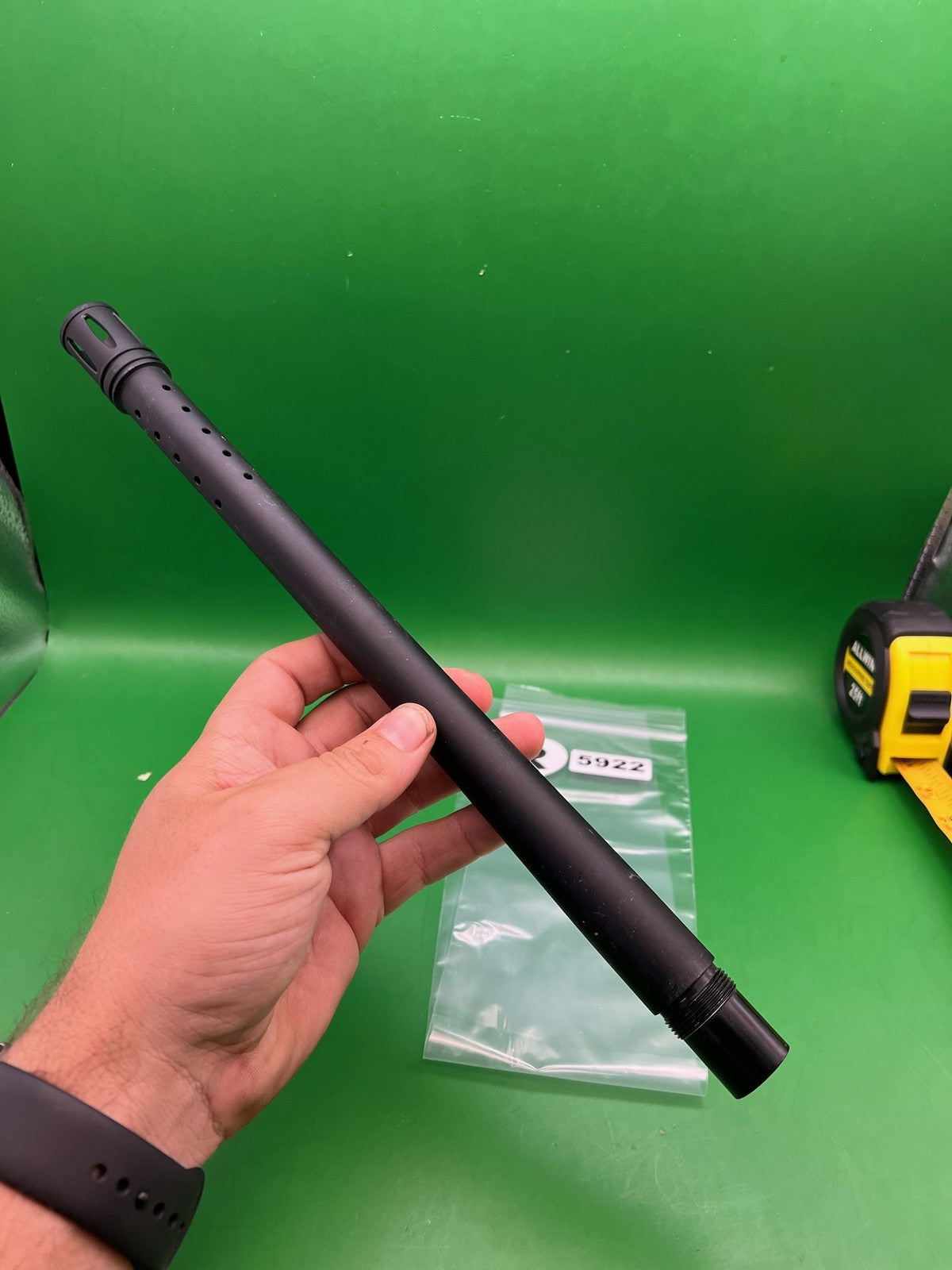 Autococker? One Piece Barrel 14" Black Ported - used paintball barrel - black