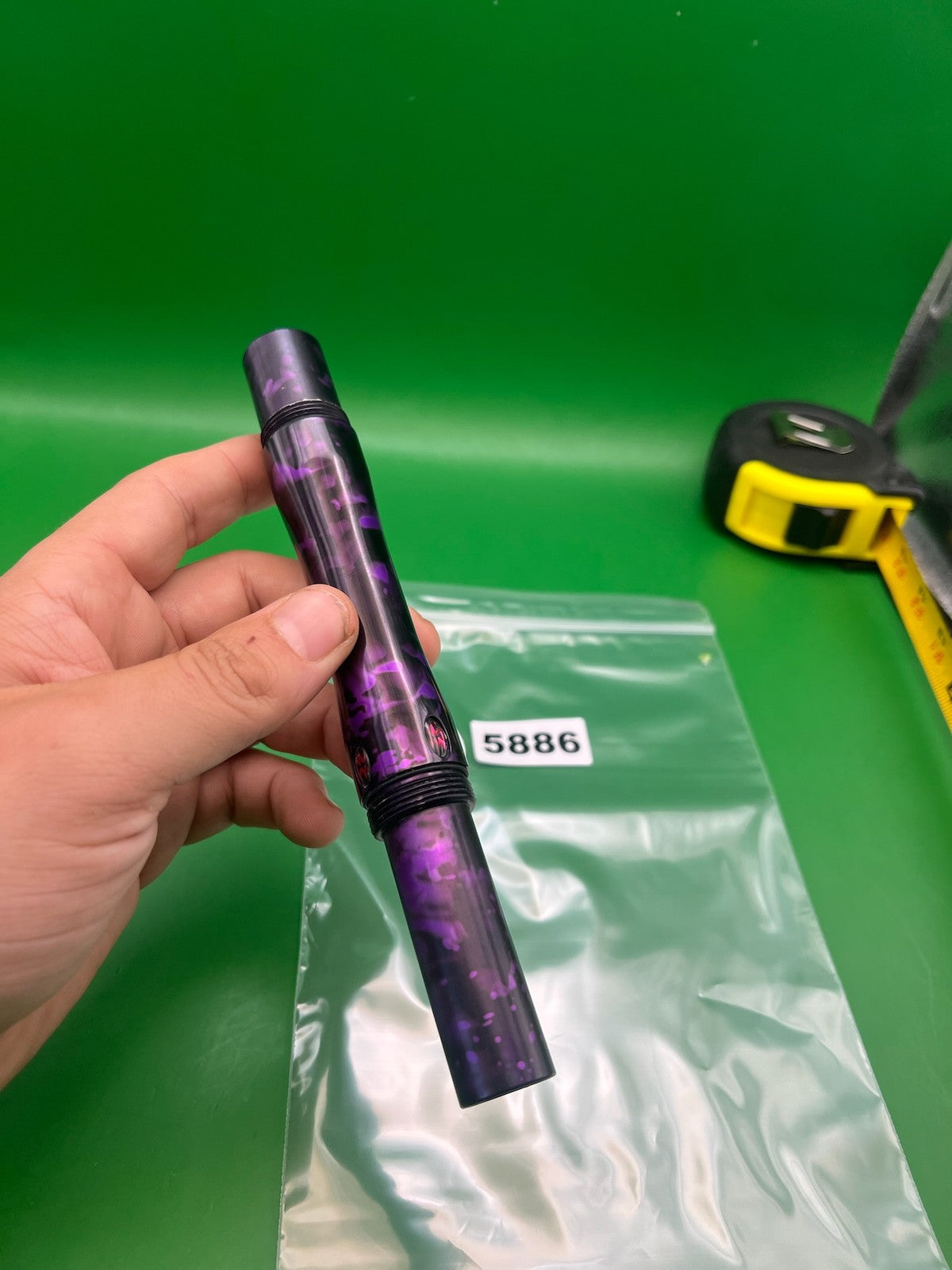 Autococker Empire .684 Purple Black - used paintball barrel - purple black splash