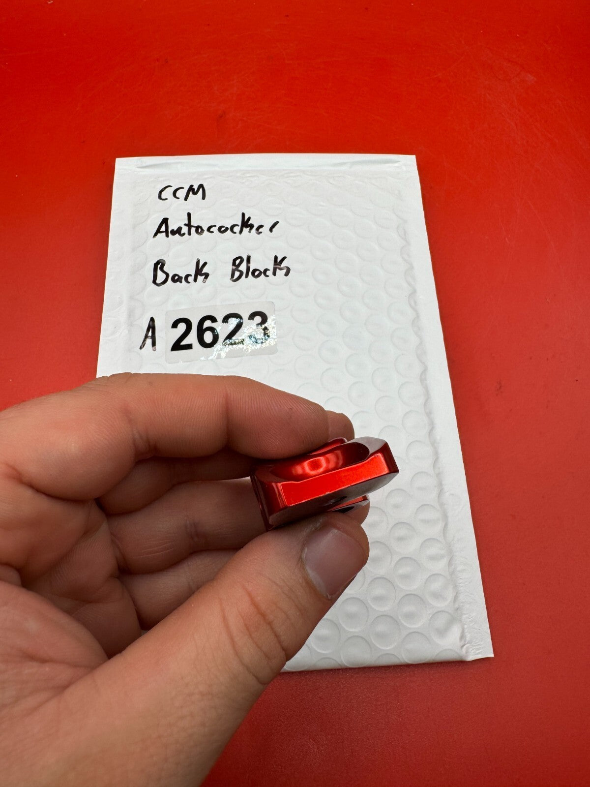 CCM AUtococker Back Block - used paintball back block - red anno