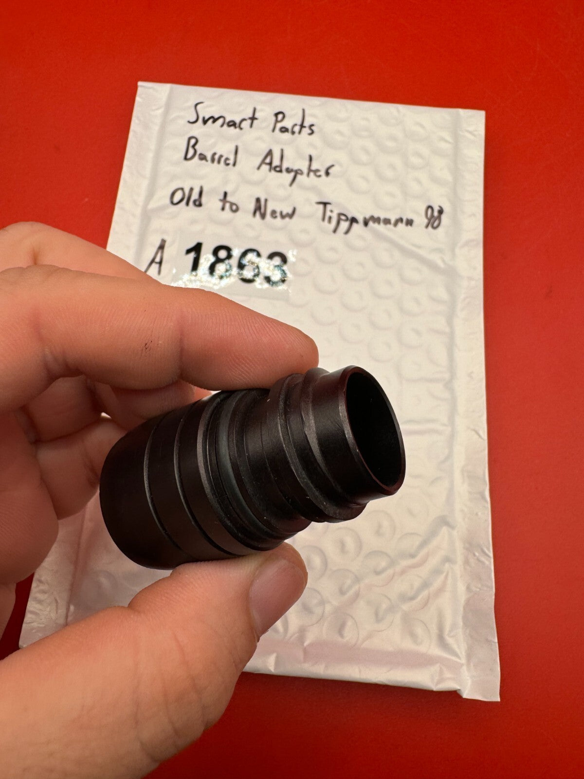 Smart Parts Paintball Barrel Adapter Old to New Tippmann 98 - used paintball barrel adapter - black