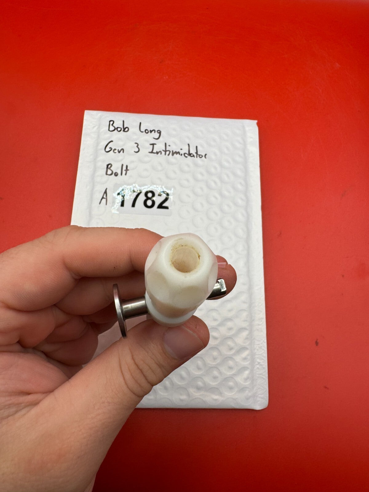 Bob Long Gen 3 Intimidator Bolt - used paintball bolt - white
