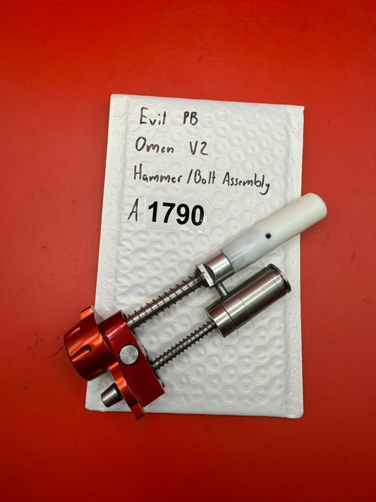 Evil PB Omen V2 Hammer/Bolt Assembly - used paintball hammer/bolt assembly - red anno/silver/white