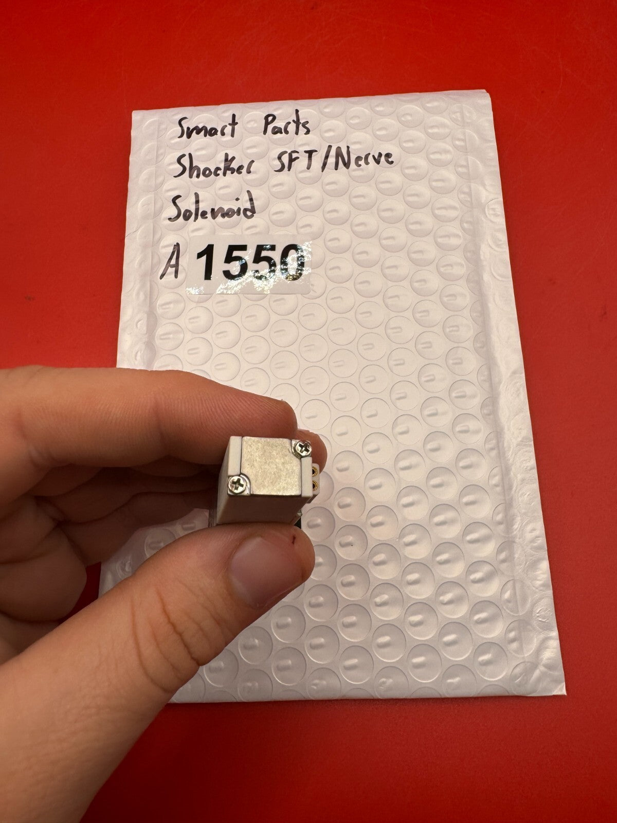 Smart Parts Shocker SFT/Nerve Solenoid - used paintball solenoid - silver