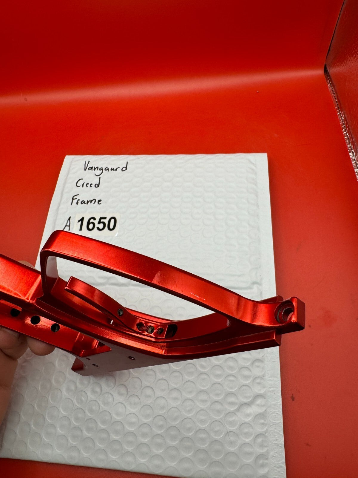 Vangaurd Creed Paintball Marker Frame - used paintball trigger frame - red anno