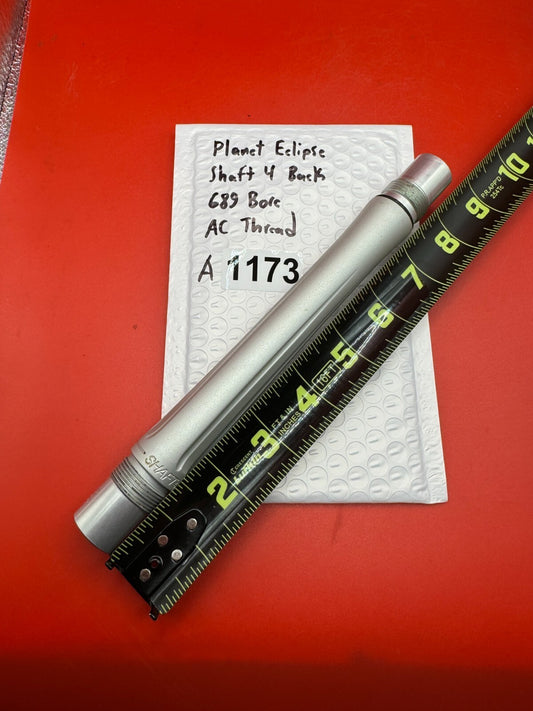Planet Eclipse Shaft 4 Back 689 Bore AC Thread - used paintball barrel back - silver