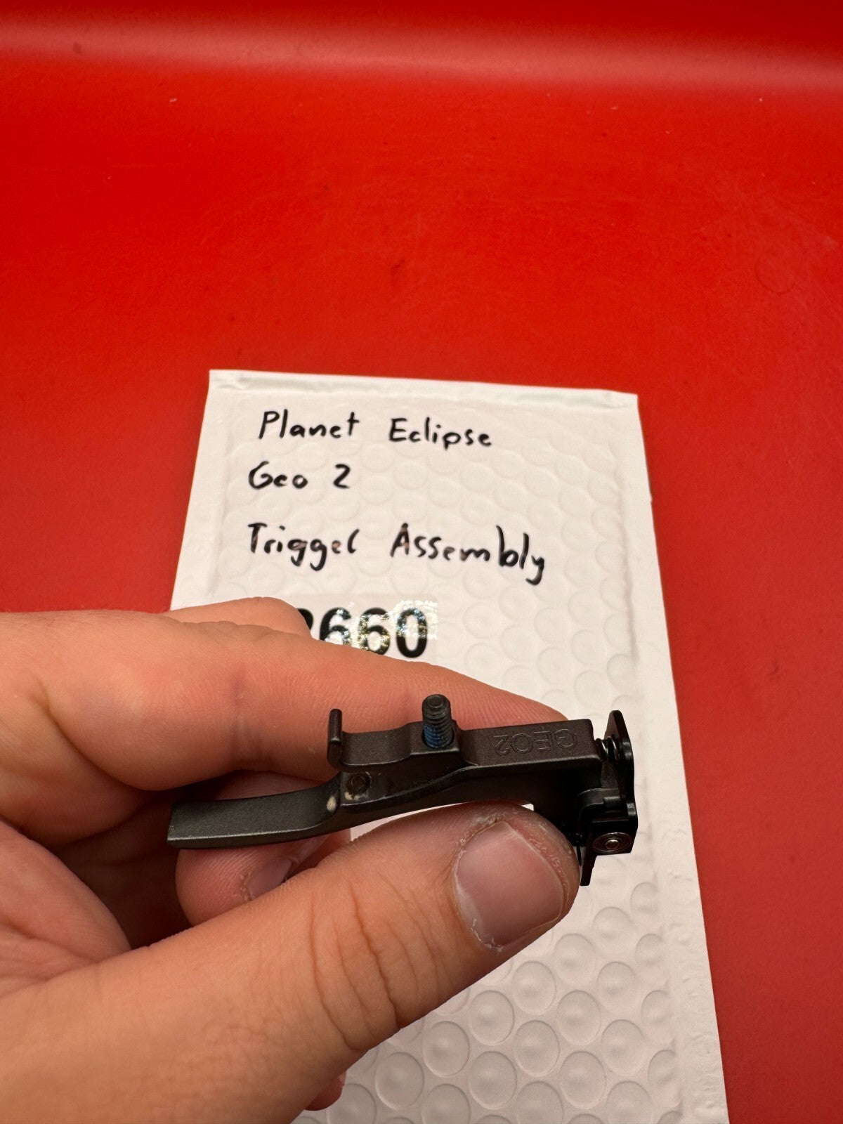 Planet Eclipse Geo 2 Trigger Assembly - used paintball trigger assembly - black