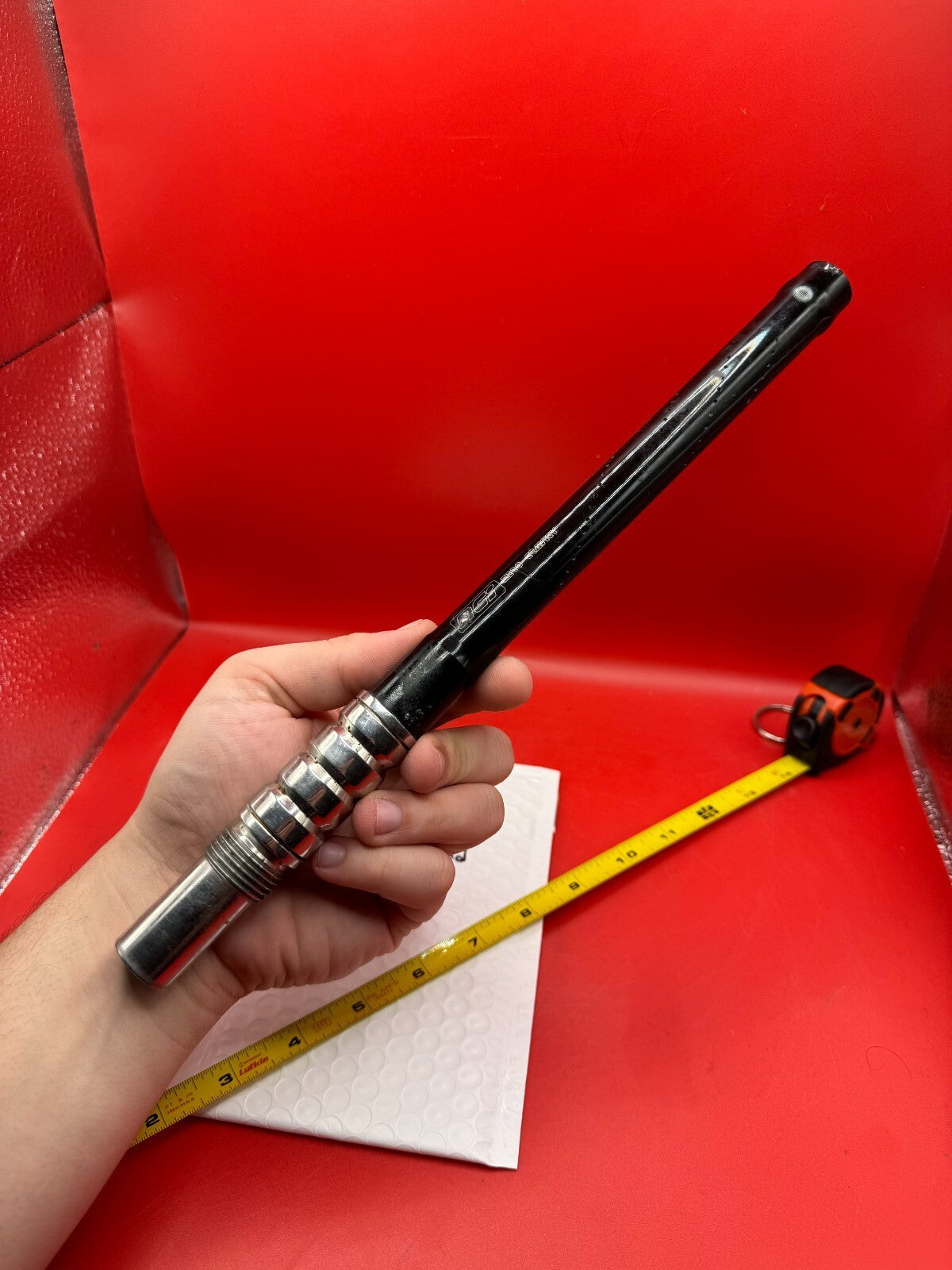 ACI Zero Gravity Paintball Barrel 12 inch Old Angel Thread - used paintball barrel - black/silver
