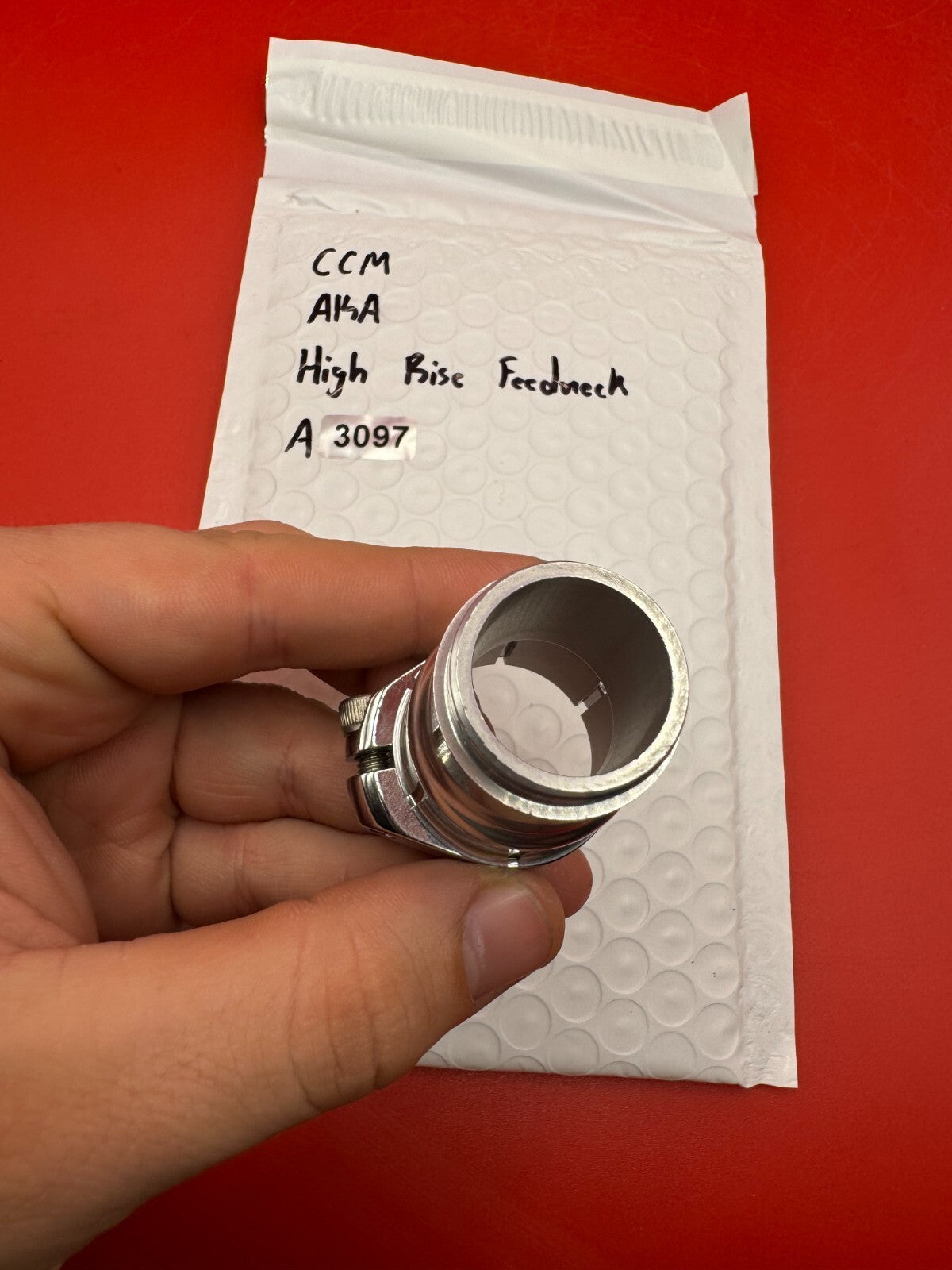 CCM AKA High Rise Feedneck - used paintball feedneck - silver