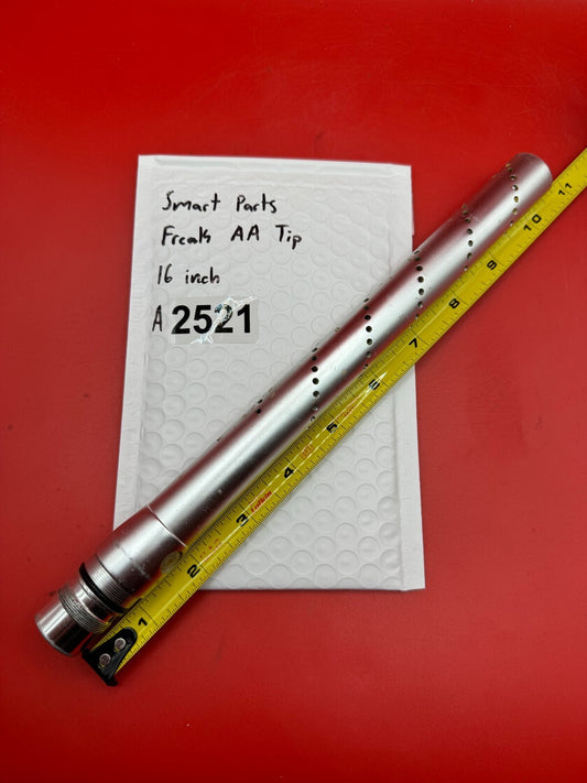 Smart Parts Freak AA Tip 16 inch - used paintball barrel tip - silver