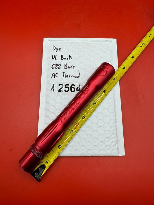 Dye UL Back 688 Bore AC Thread - used paintball barrel back - red anno