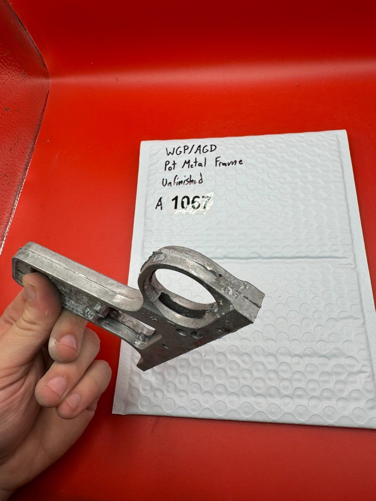 WGP/AGD Pot Metal Paintball Marker Frame Unfinished - used paintball grip frame - raw silver (unfinished)