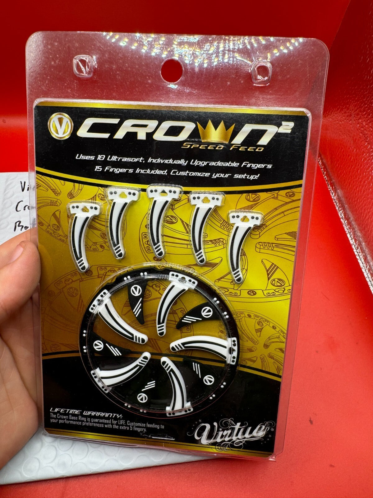 Virtue Crown Speed Feed Rotor NOS-White - used paintball speed feed - white/black