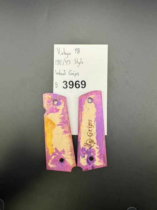 Vintage PB 1911/45 Style Wood Grips-Pink