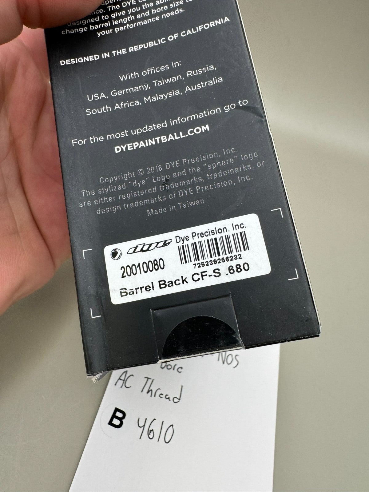 Dye CF-S Back-NOS 680 Bore AC Thread-Black