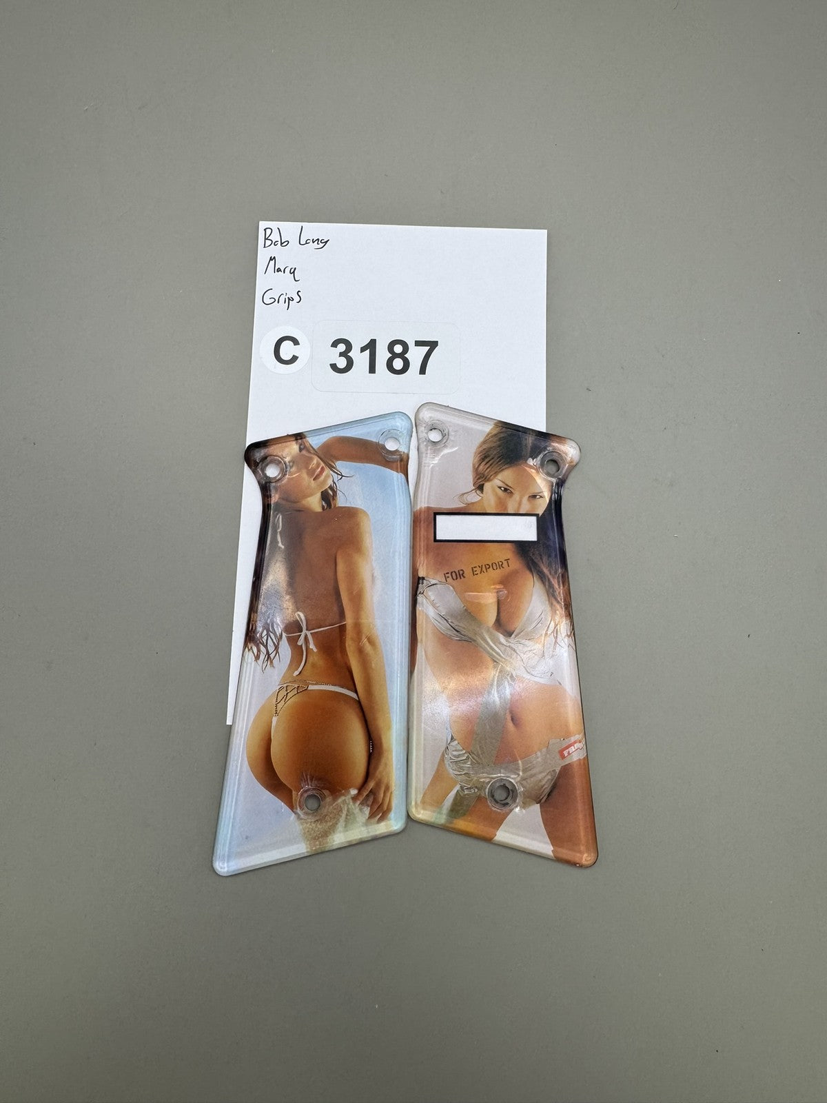 Bob Long Marq Paintball Grips Clear Acrylic Pin-Up Graphics