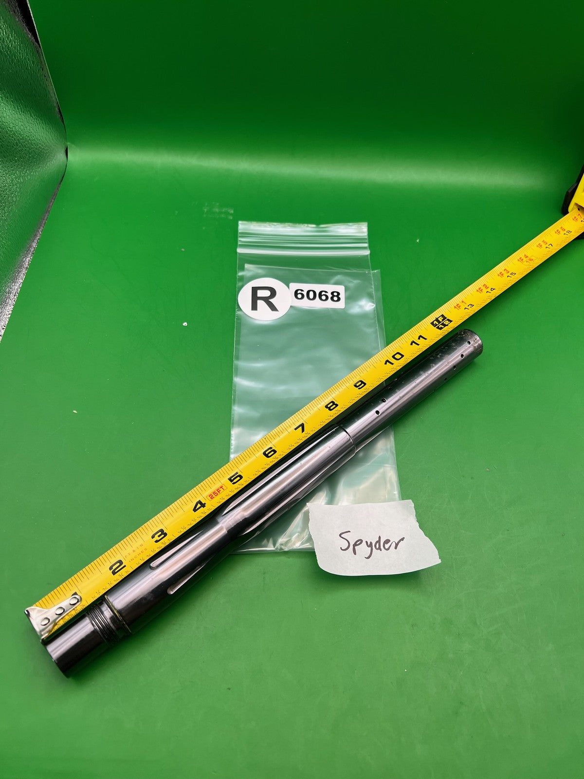 Spyder Two-Piece Barrel 14" .691 Black Silver - used paintball barrel - black/silver