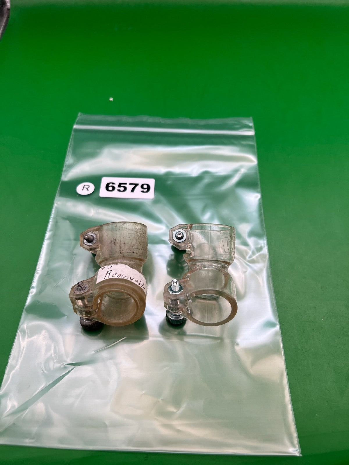 Pair of Two Clear Paintball Right Feed Elbows - used paintball feed elbow - clear