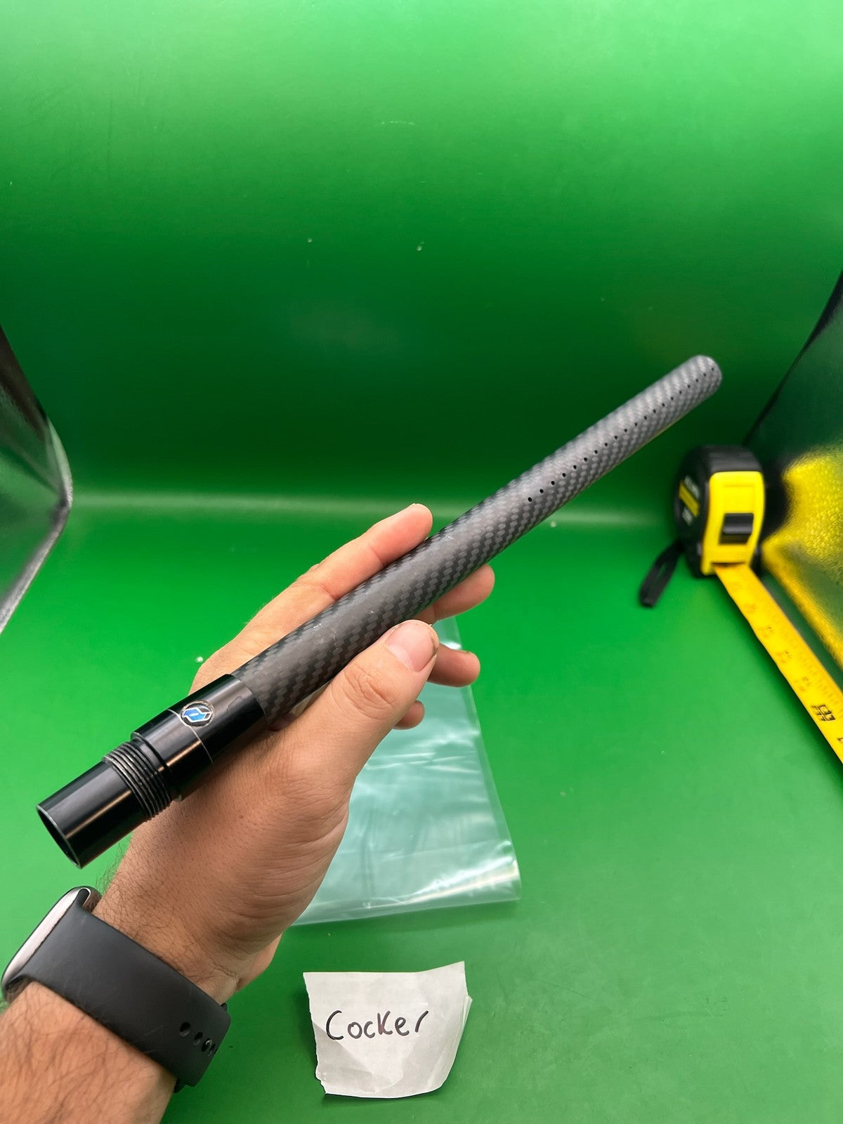 Deadlywind Fibur Carbon Fiber Barrel Autococker Cocker 14" Black - used paintball barrel back - black