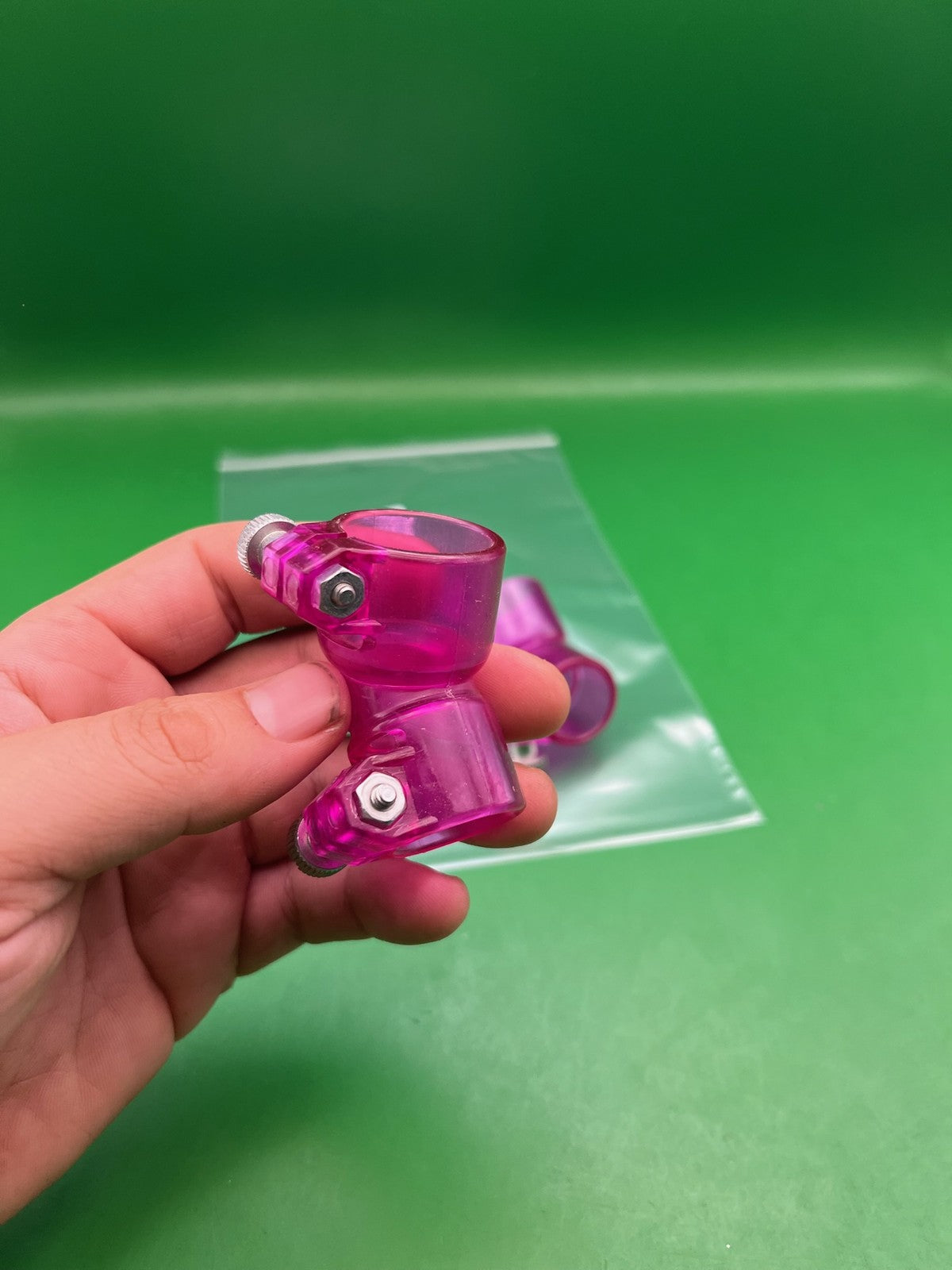 Purple Paintball Elbows - x2 - used paintball feed elbow / feed neck elbow - transparent purple
