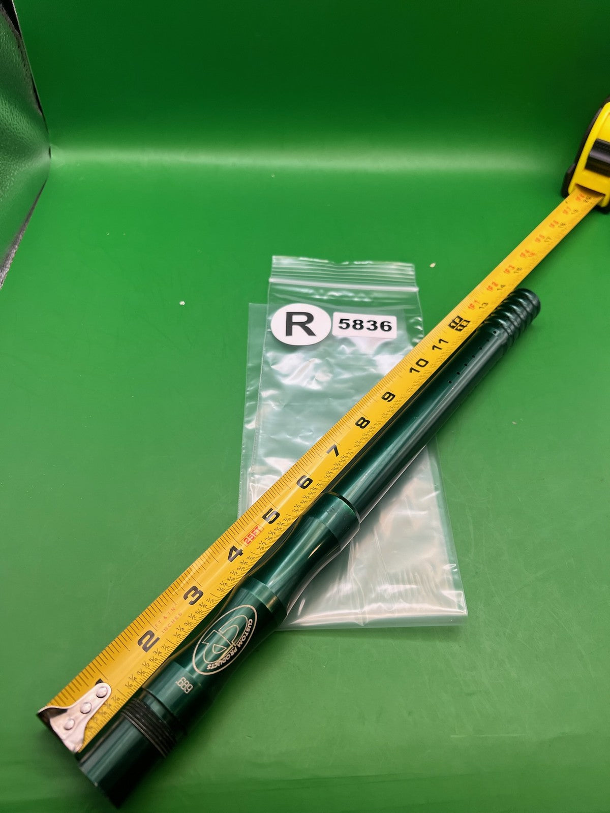 CP Custom Products Two Piece Barrel 14" .689 Dark Green - used paintball barrel (two-piece) - dark green