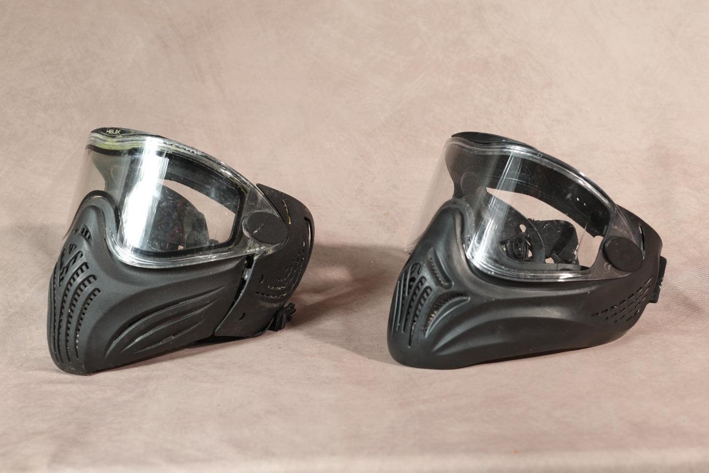 Paintball Mask Lot of 2 Empire Helix Black Full Face Goggles Clear Lens Used