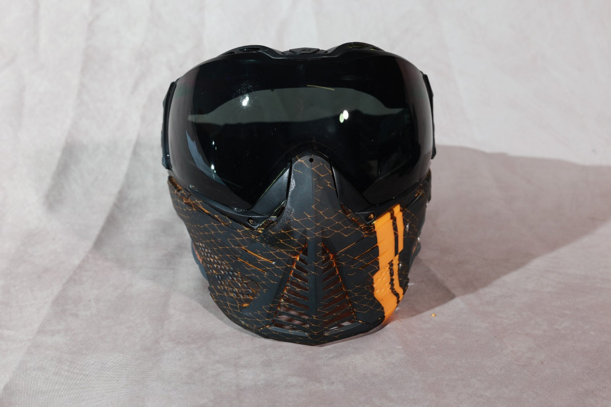 Push Paintball Mask Orange Black With Retevis Two Way Radio Set Case Bundle
