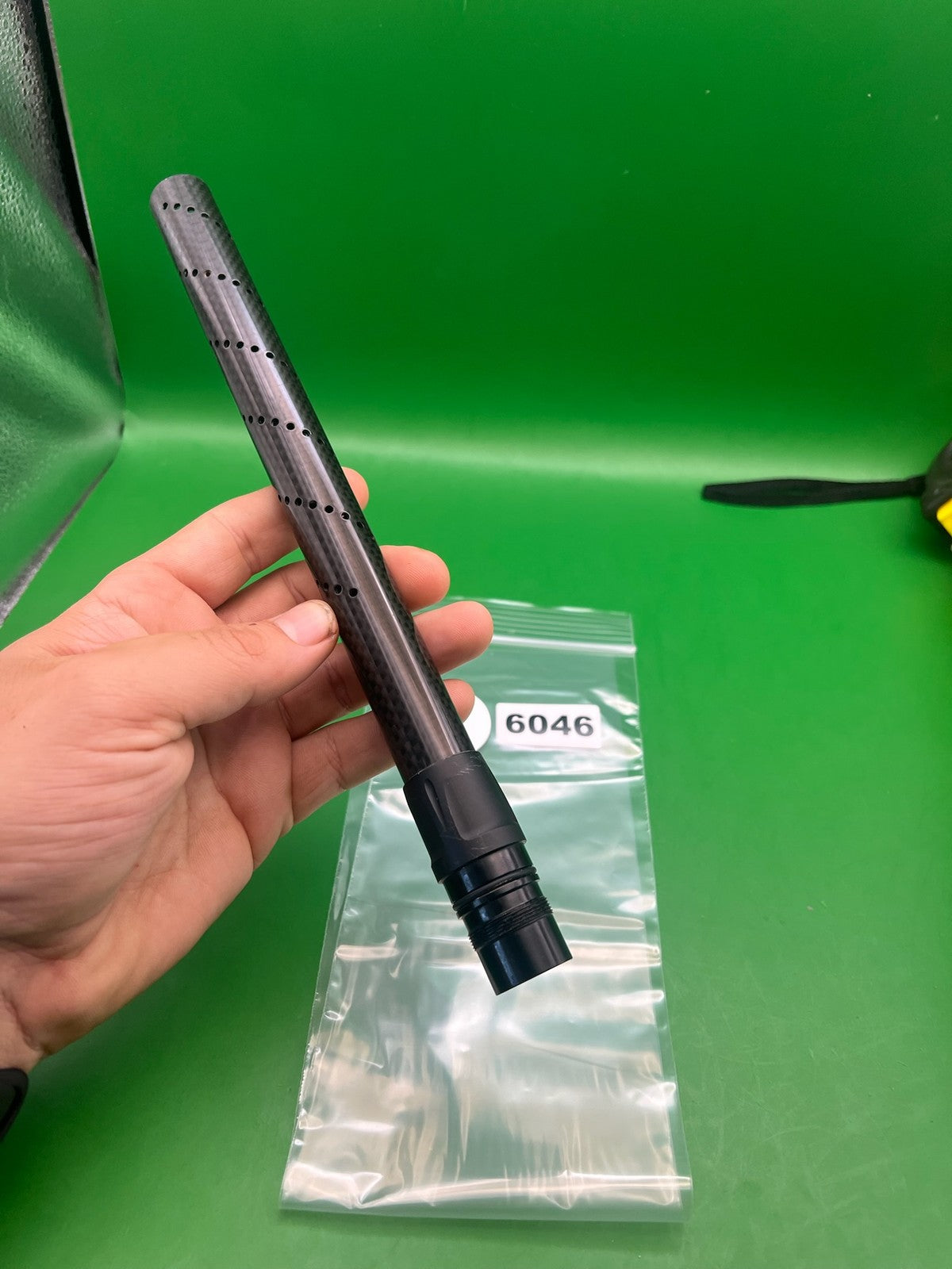 Carbon Fiber Barrel Tip 14" Autococker Black - used paintball barrel tip - black