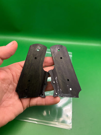 45 Style Wood Split Grips Pair Dark Walnut Brown Panels