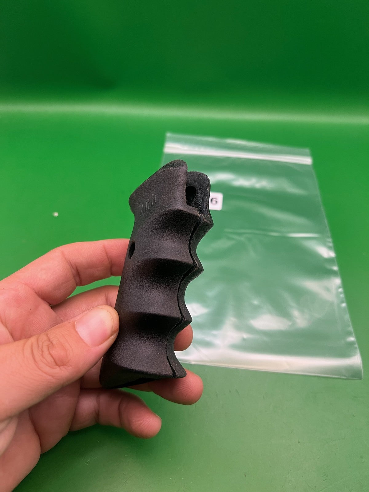 AGD Automag Single Hole Split Grip Panels Textured Black Rubber Left Right Set