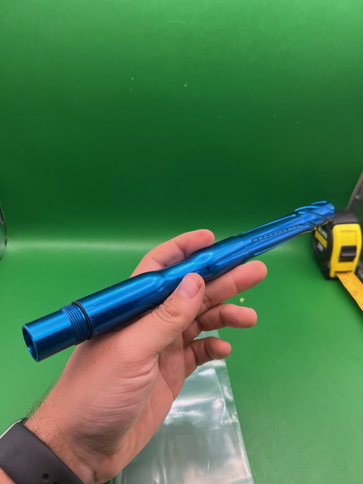 Lightening Autococker  14" .690 Blue - used paintball barrel - blue anno