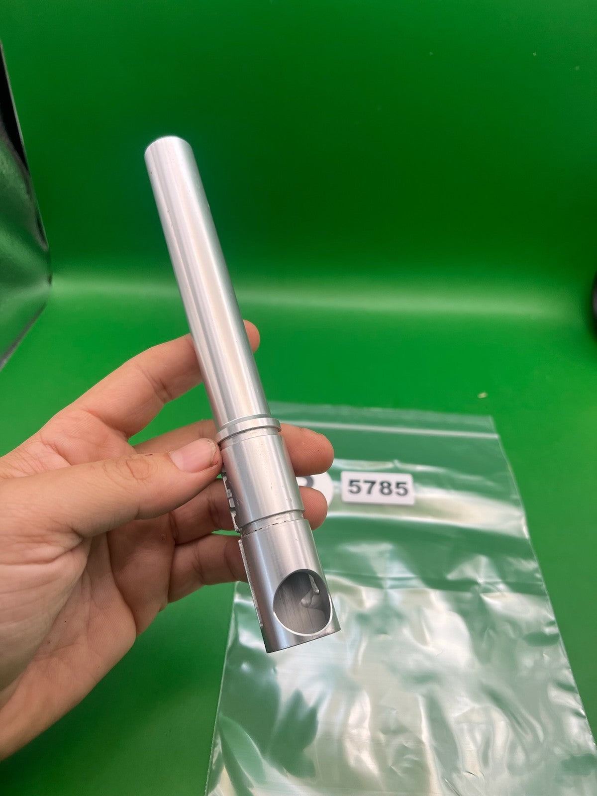 Automag Barrel Back Silver .690 8" - used paintball barrel back - silver