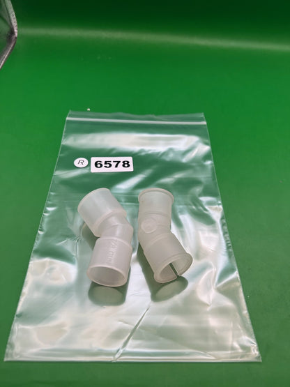 Clear White Lot of 2 Hopper Elbos - used paintball hopper elbow - clear white