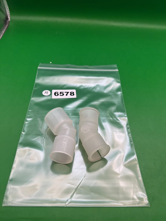 Clear White Lot of 2 Hopper Elbos - used paintball hopper elbow - clear white
