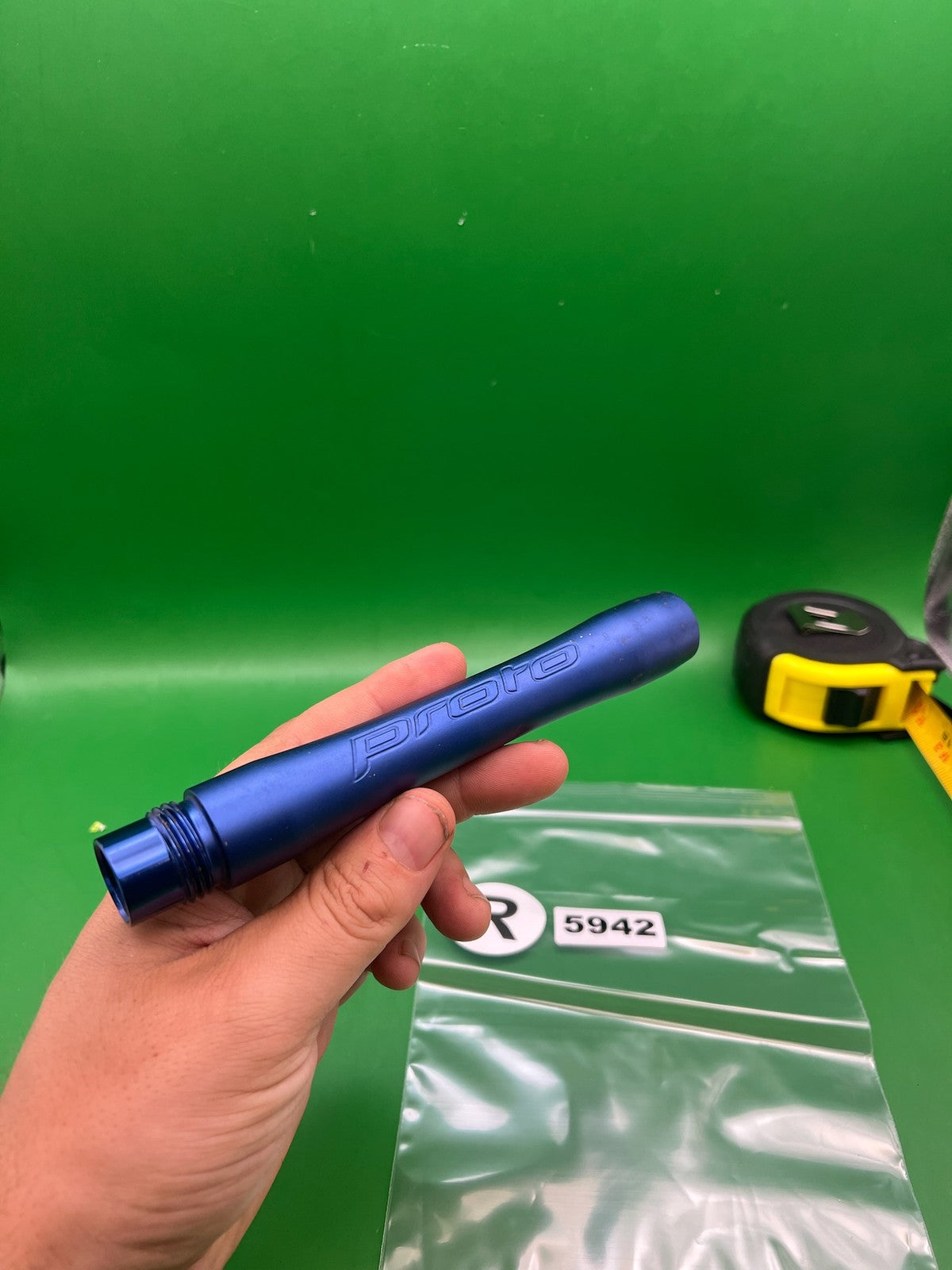 ION NXT Proto Barrel Back 7" .691 Blue - used paintball barrel back - blue anno