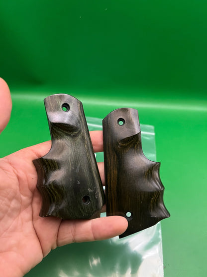 45 Style Wood Split Grips Pair Dark Walnut Brown Panels