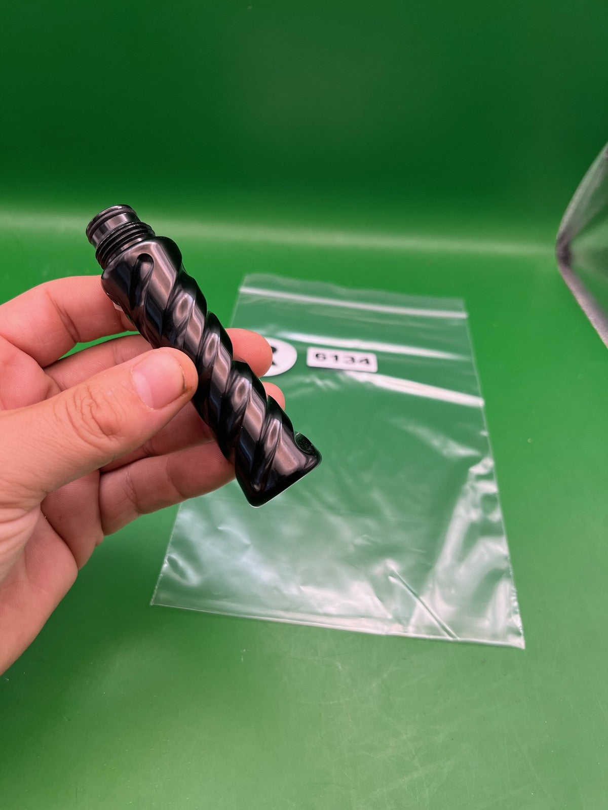 Twisted Gas Through Grip - used paintball gas through grip - black swirl / marble