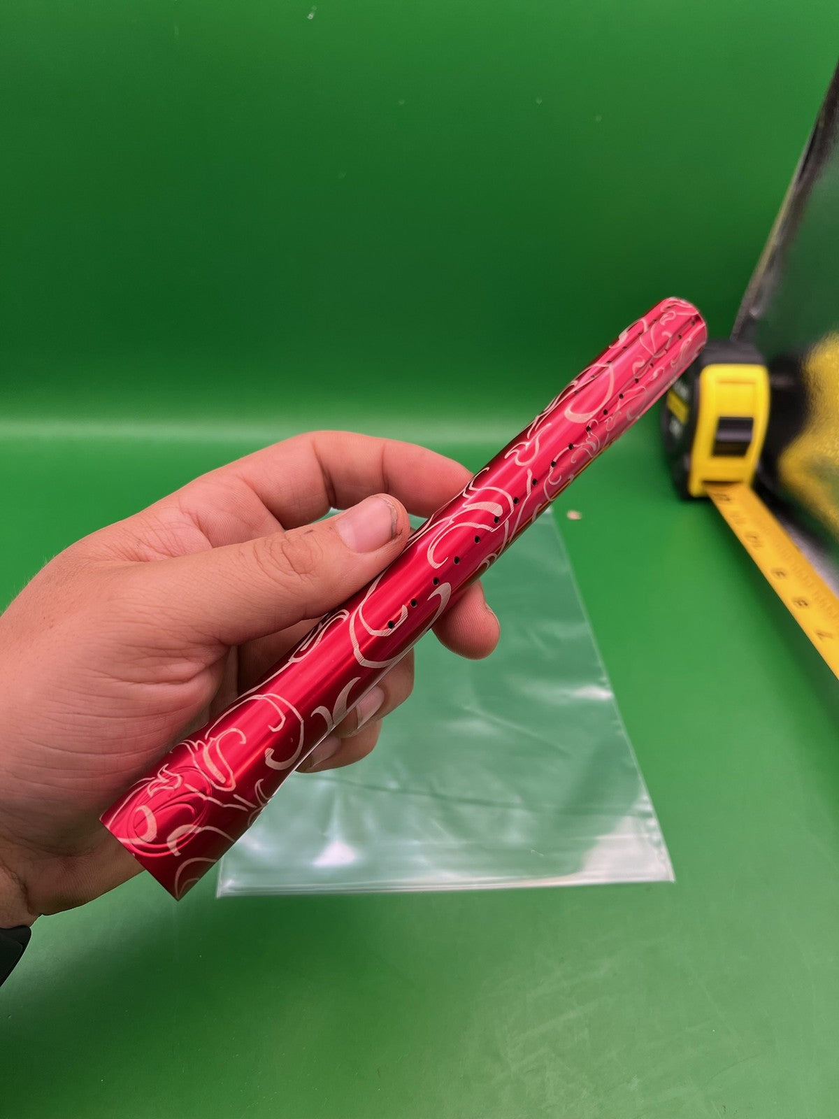Bob Long Custom Laser 2 Piece Barrel Tip - used paintball barrel tip - red anno